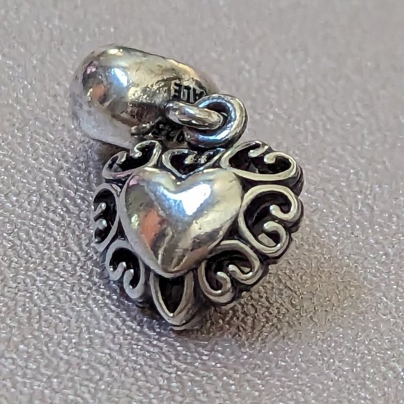 Pandora Filled With Love Heart Sterling Silver & 14K Gold Dangle Bead - Picture 8 of 13